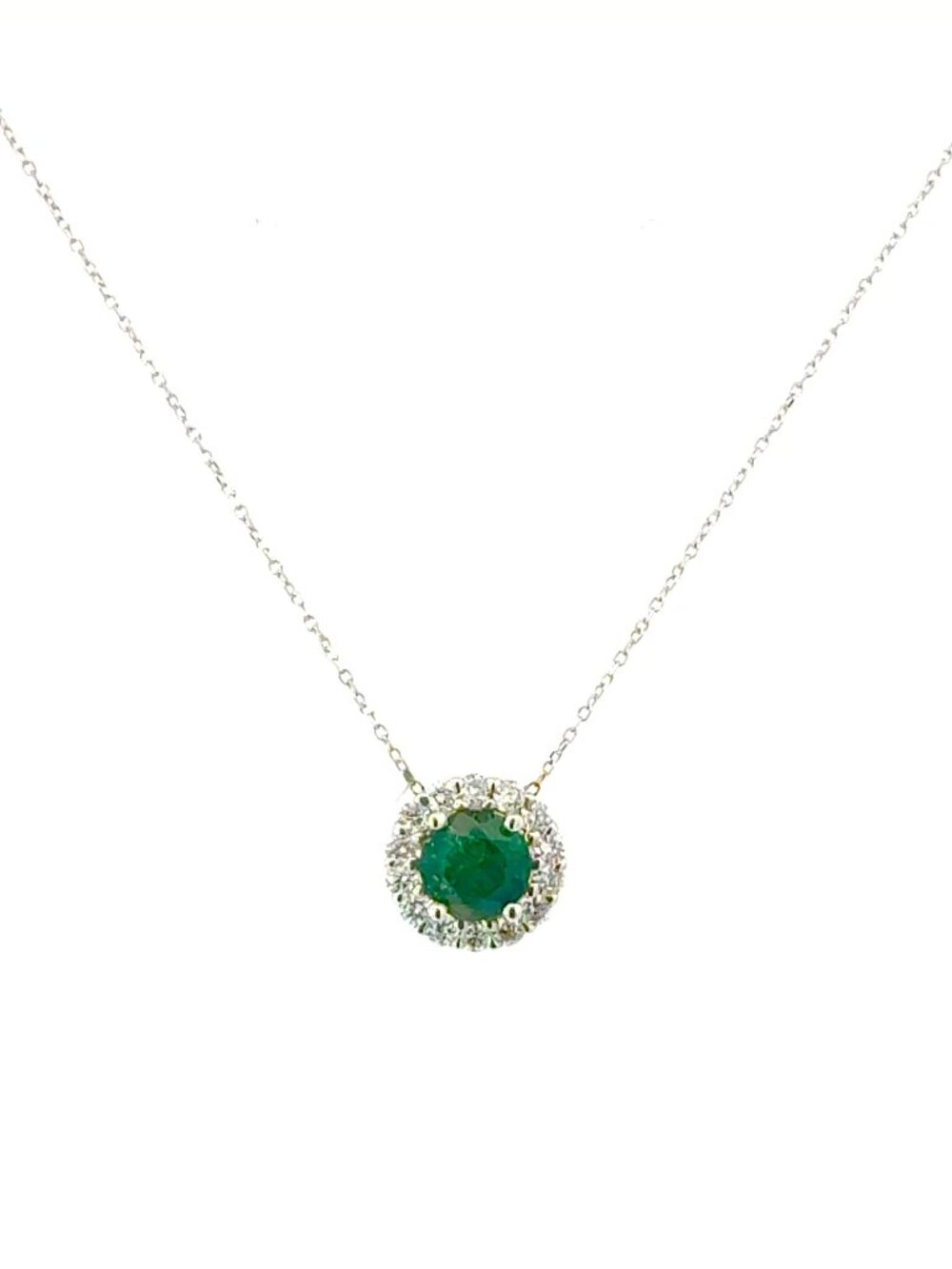 Natural Emerald Diamond Necklace 17" 14k Gold 2.07 TCW Certified $3,950 508580